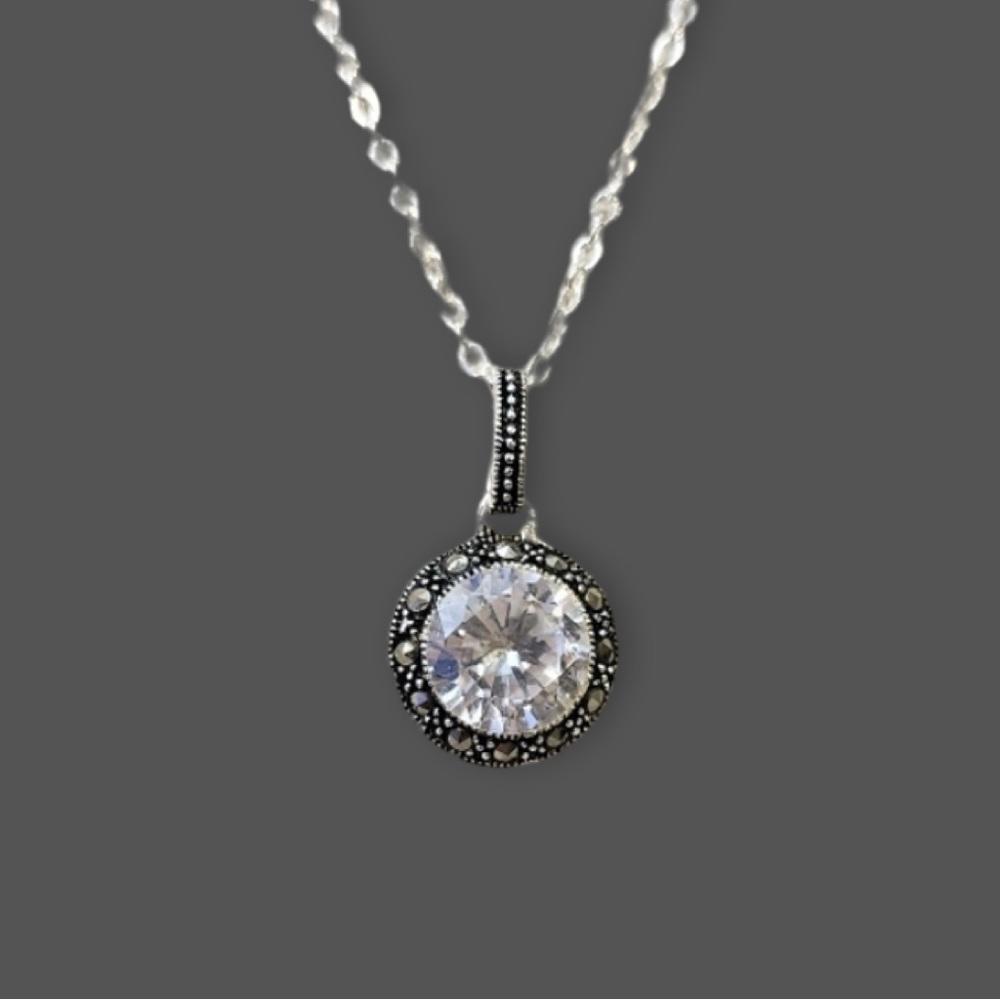 🆕️Marcasite Crystal Silver Necklace